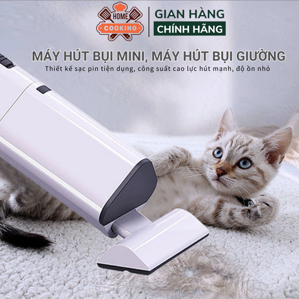 Máy hút bụi mini cầm tay, máy hút bụi giường, lông thú cưng sạc tích điện, cống suất 120w lực hút 4000PA hoạt động êm ái