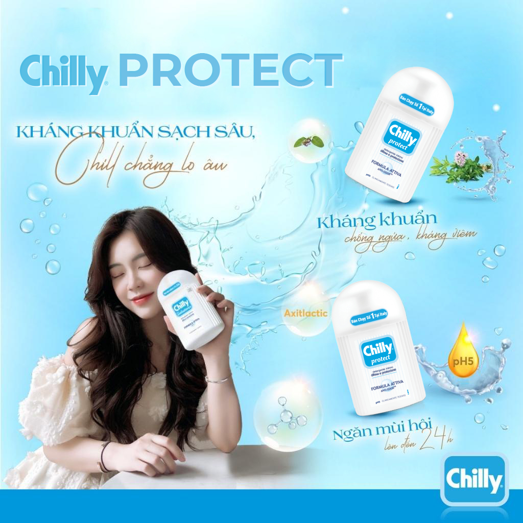 Combo 3 DDVS phụ nữ Chilly xanh lá hồng xanh dương làm sạch và dưỡng ẩm, duy trì độ pH hiệu quả ngăn mùi, chai 200ml x 3