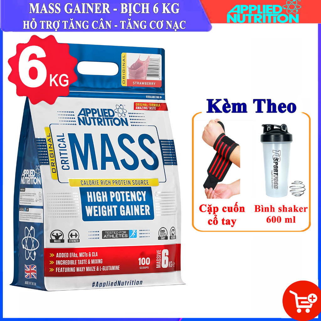 Sữa tăng cân, tăng cơ cao cấp Critical Mass Original của Applied Nutrition bịch lớn 6kg - Nhập chính hãng