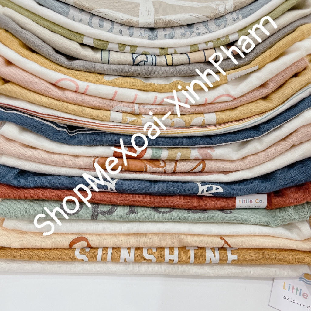Áo phông Organic cotton hiệu Little...Co xuất dư dòng cao cấp cho bé trai/gái