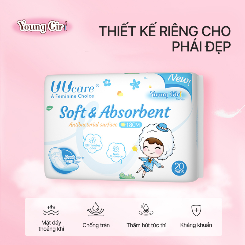 Băng Vệ Sinh UUcare Young Girl Hàng Ngày 18cm 20 Miếng/Gói Dài Hơn và Rộng Hơn