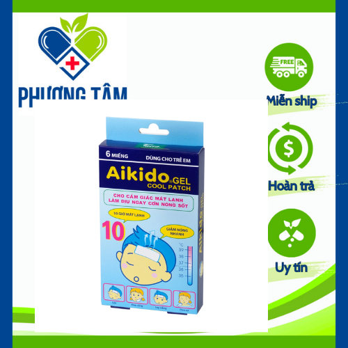 Miếng dán hạ sốt Aikido giảm nóng sốt, đau răng, nhức đầu, mang lại cảm giác dễ chịu ( hộp 6 miếng )