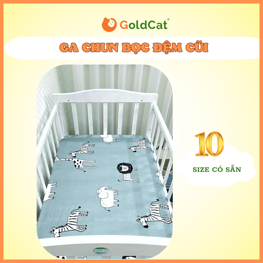 Drap/Ga chun bọc đệm cũi cho bé Goldcat chất vải thô lụa cotton mịn đủ kích thước cho đệm.