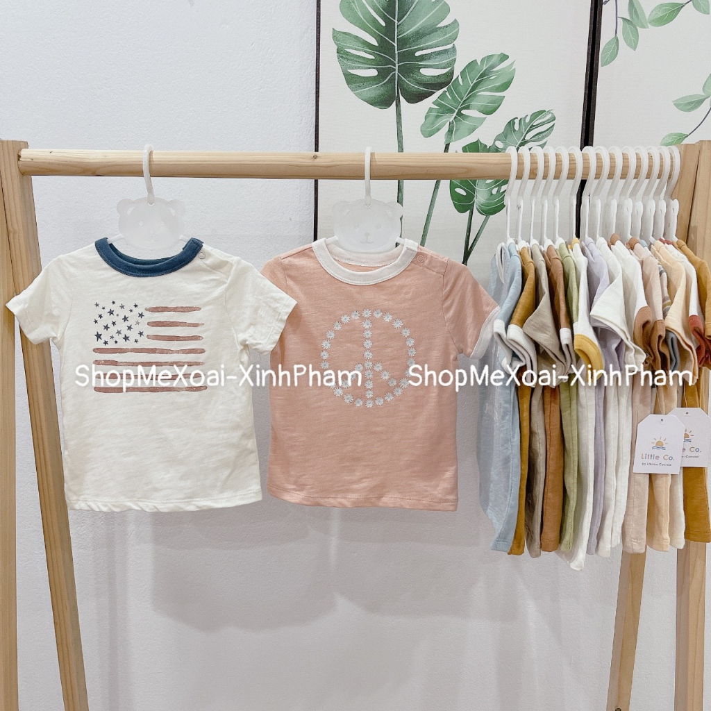 [Size 3M 3-5kg link 2] Áo phông Organic cotton hiệu Little...Co xuất dư dòng cao cấp cho bé trai/gái