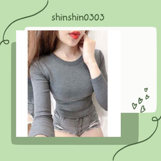 Áo thun nữ tay dài cổ tròn form body co giãn nhiều màu