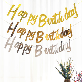 Cờ dây giấy phụ kiện decor trang trí sinh nhật Happy Birthday Ép Kim kèm ruy băng đủ màu !