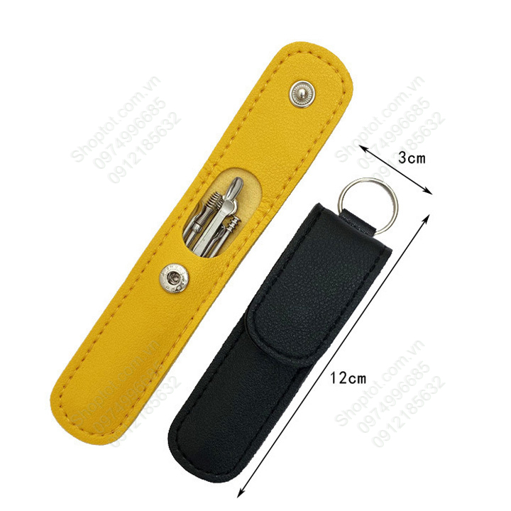 Bộ dụng cụ vệ sinh ráy tai 6 món + túi da PU cao cấp, bộ 6 cây ráy tai inox đa năng giúp ráy tai sạch sẽ an toàn