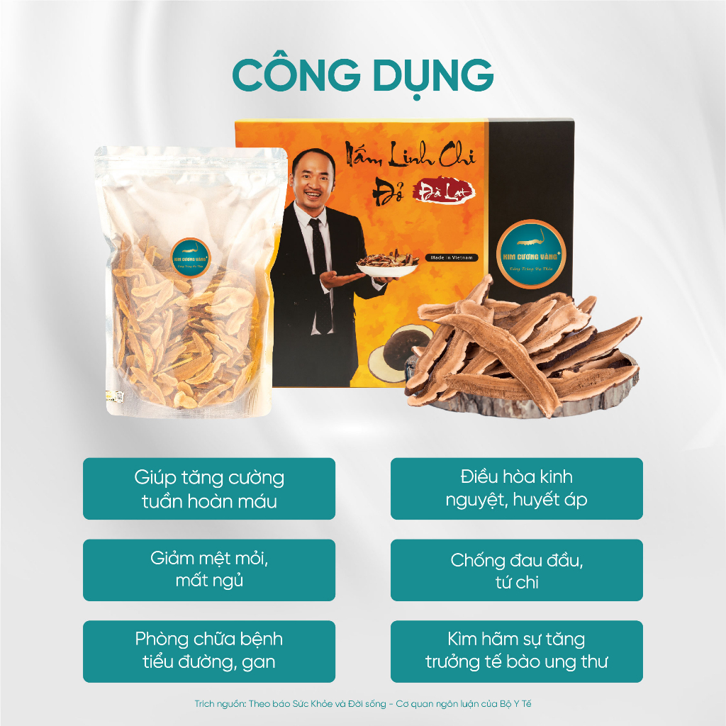 Combo 2 Hộp Nấm Linh Chi Non Kim Cương Vàng Loại Thái Lát (250g/Hộp)