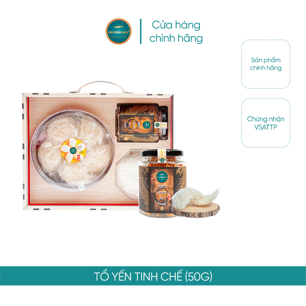 Tổ Yến Sào Dưỡng Da Chống Lão Hóa Kim Cương Vàng Hộp 50Gr