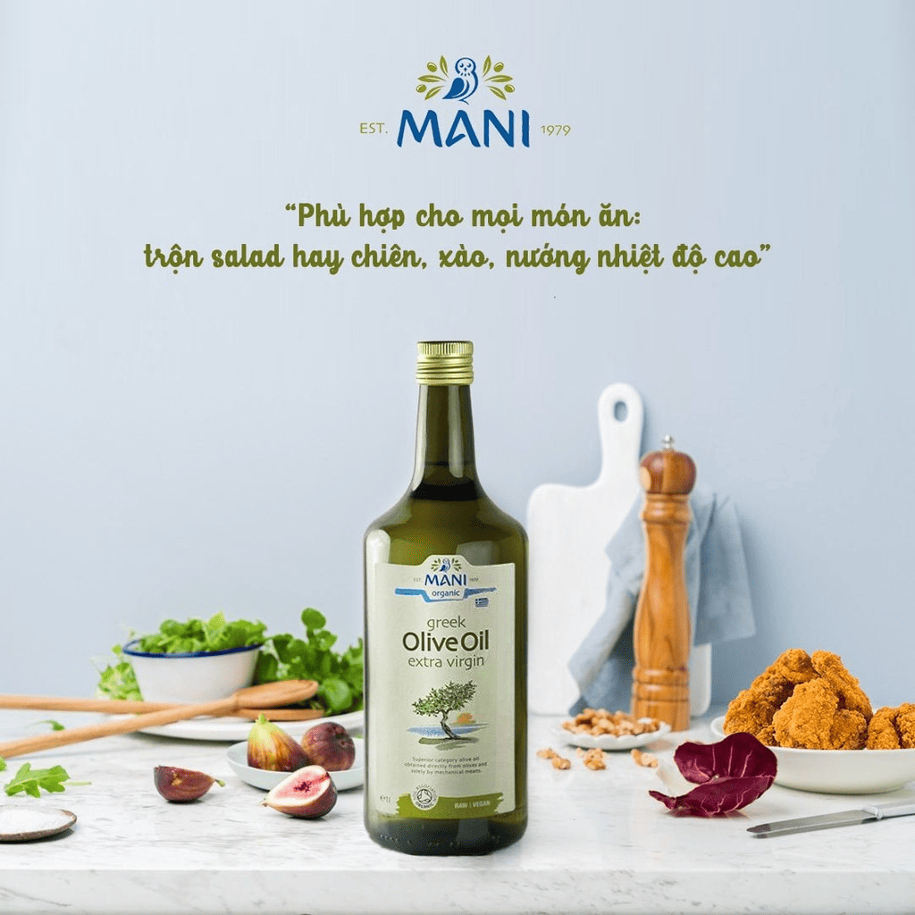 Dầu oliu extra virgin ép lạnh Mani ( Hy Lạp) - Miễn Dịch Xanh