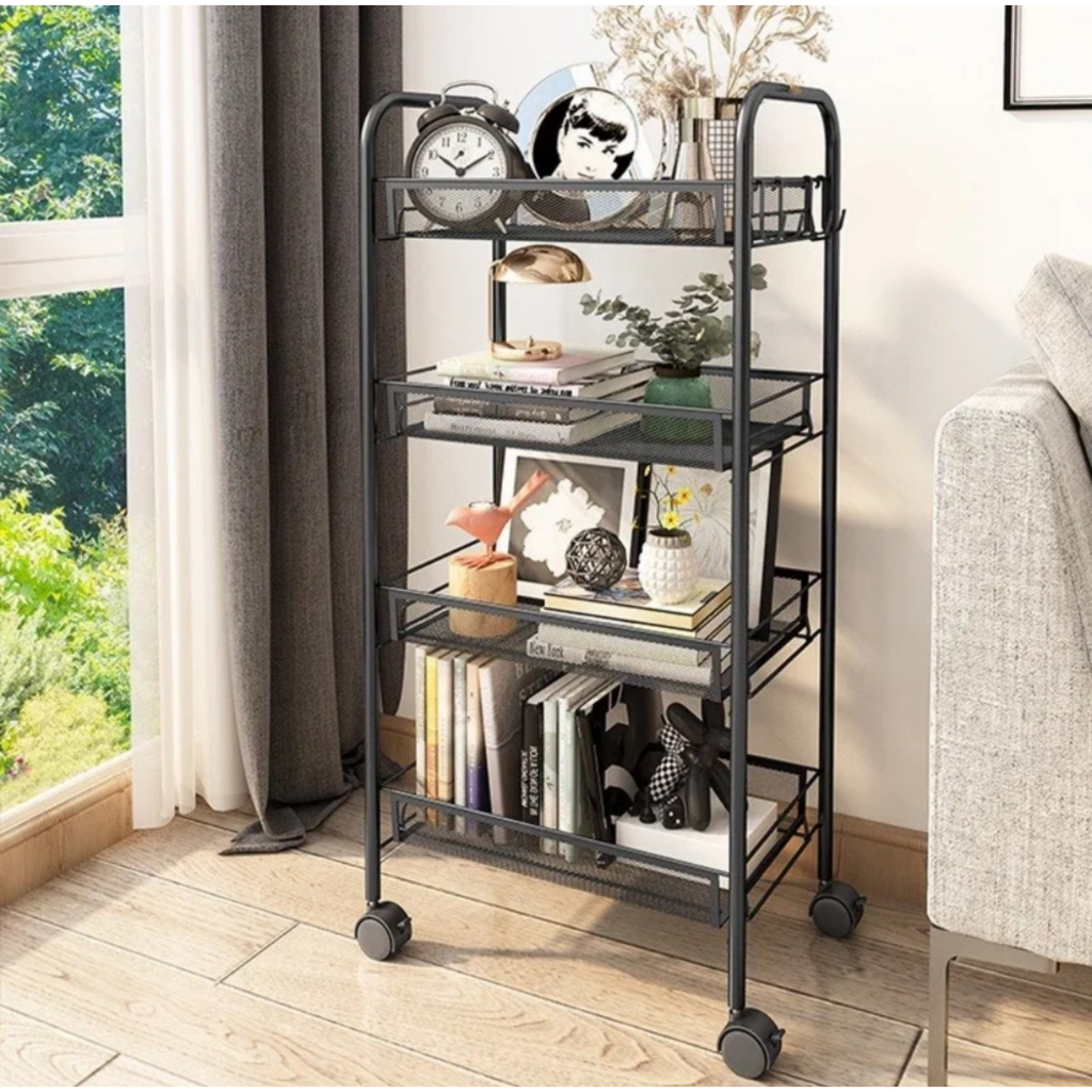 Kệ đa năng 4 tầng - Kệ sắt thông minh Inmax sơn tĩnh điện, Xe đẩy spa đa năng lưới mắt cáo. Chân bán