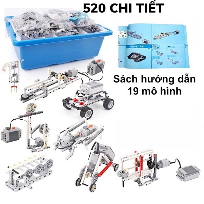 Đồ chơi lắp ráp kĩ sư cơ khí 9686 mở rộng 520 chi tiết thùng chuyên dụng 19 mô hình gợi ý tuổi 6+ bảo hành 1 đổi 1