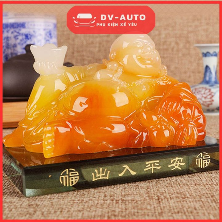 Tượng di lặc đặt tablo xe hơi vàng ngọc, xanh ngọc . Tượng di lặc phong thủy bình an may mắn by DV AUTO
