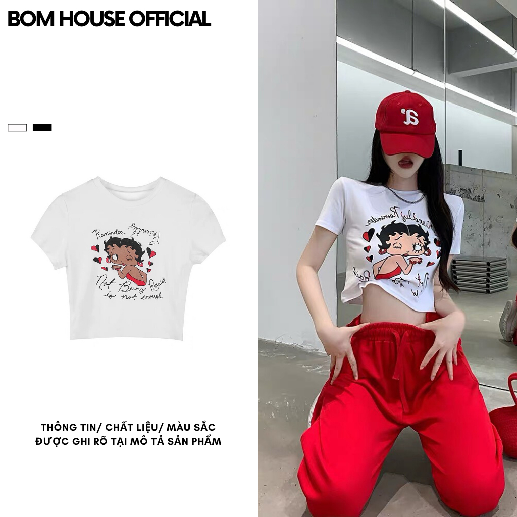 Áo Croptop Nữ Ôm Body REMINDER Cổ Tròn Tay Ngắn Kiểu Sexy Bomhouse