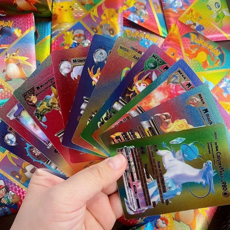 Thẻ Bài Pokemon 7 màu  bộ 50 lá thẻ - Thẻ Bài cầu vồng lấp lánh Loại Đẹp