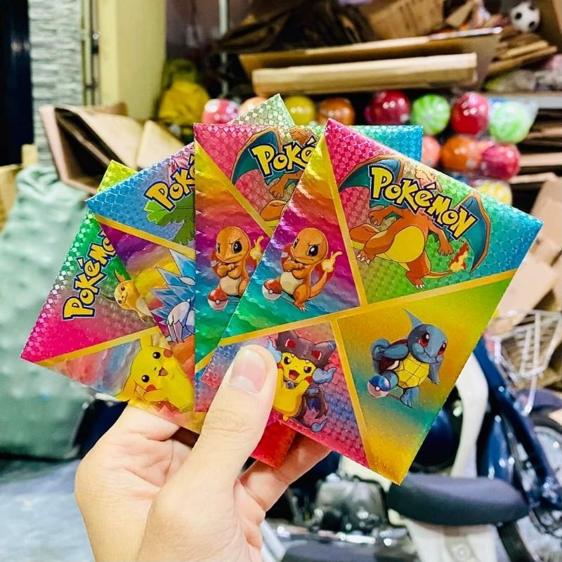 Thẻ Bài Pokemon 7 màu  bộ 50 lá thẻ - Thẻ Bài cầu vồng lấp lánh Loại Đẹp