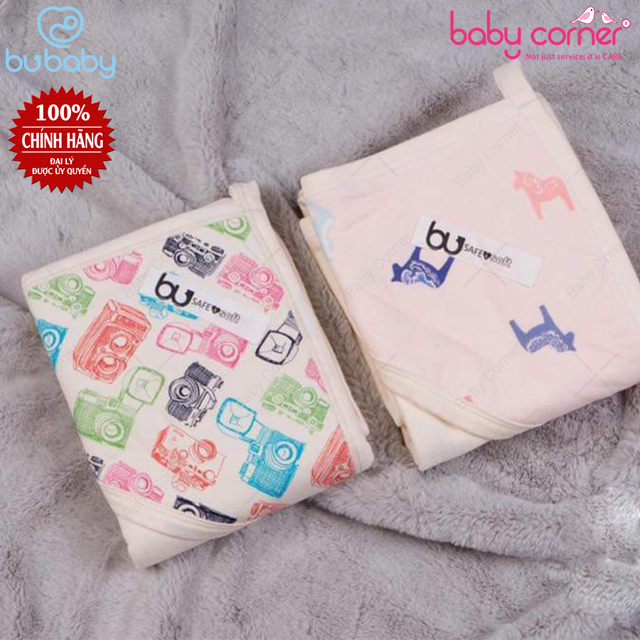 Chăn Ủ/ Khăn Choàng Có Mũ Bu Baby Hooded Blanket Màu Hồng Cho Bé Sơ Sinh