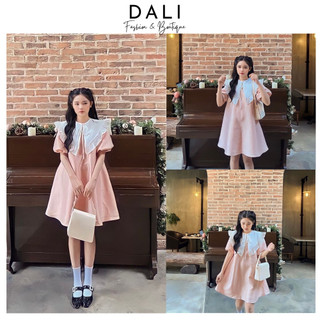 Đầm BaBydoll Hồng Cổ Bèo Xinh Cute, Váy Dáng Xoè Bánh Bèo Chất Thô Hàn