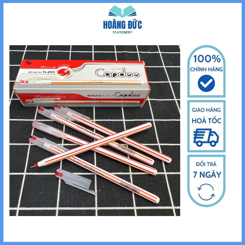 Hộp 20 bút bi nến Thiên Long TL-093 Candee ngòi 0.6mm