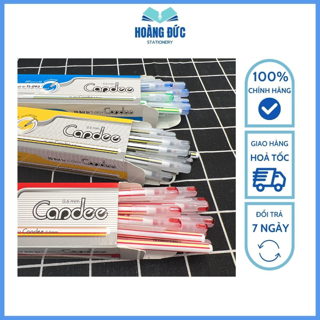 Hộp 20 bút bi nến Thiên Long TL-093 Candee ngòi 0.6mm