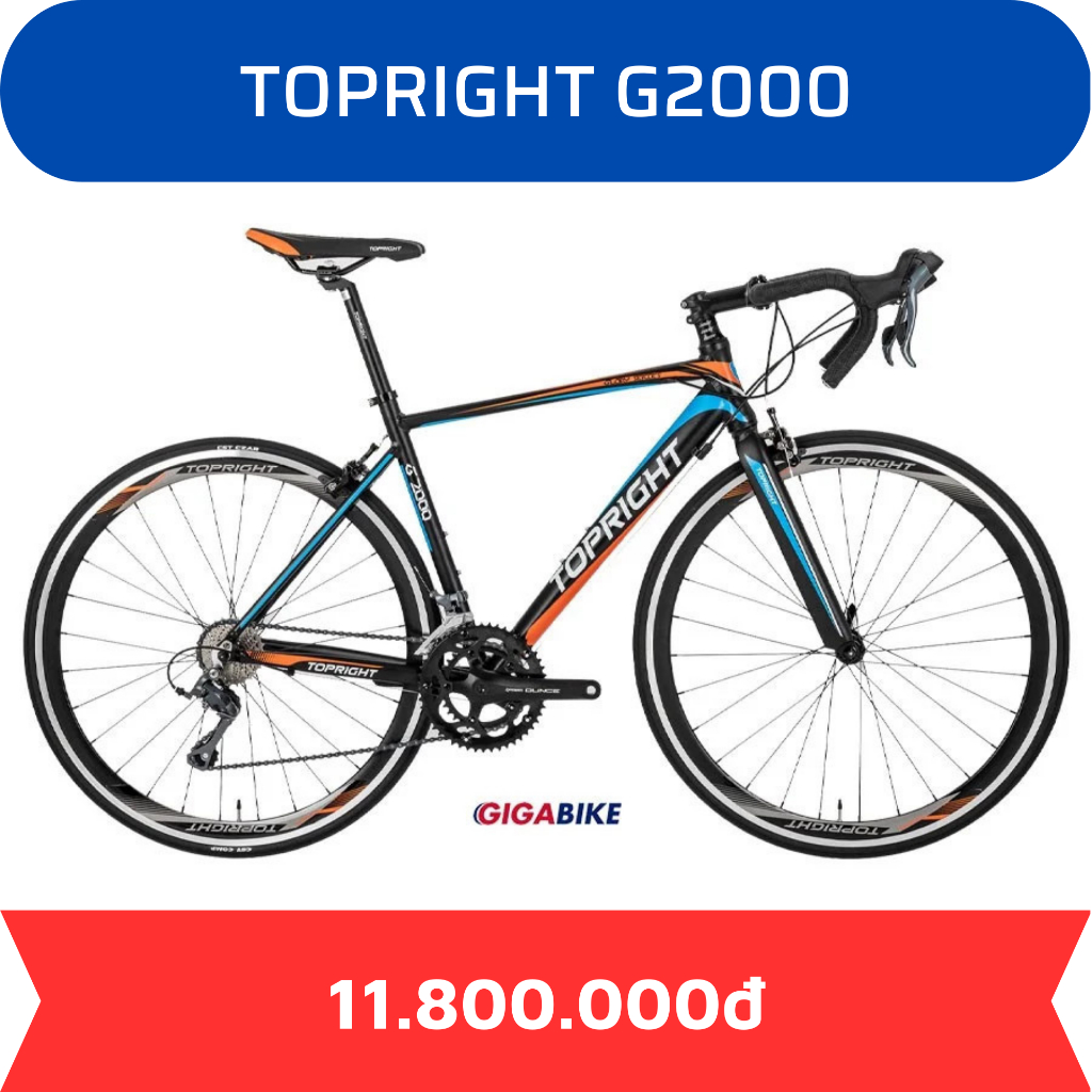 Xe Đạp Đua Đường Trường TOPRIGHT G2000 – 2023, khung nhôm, bánh 700C