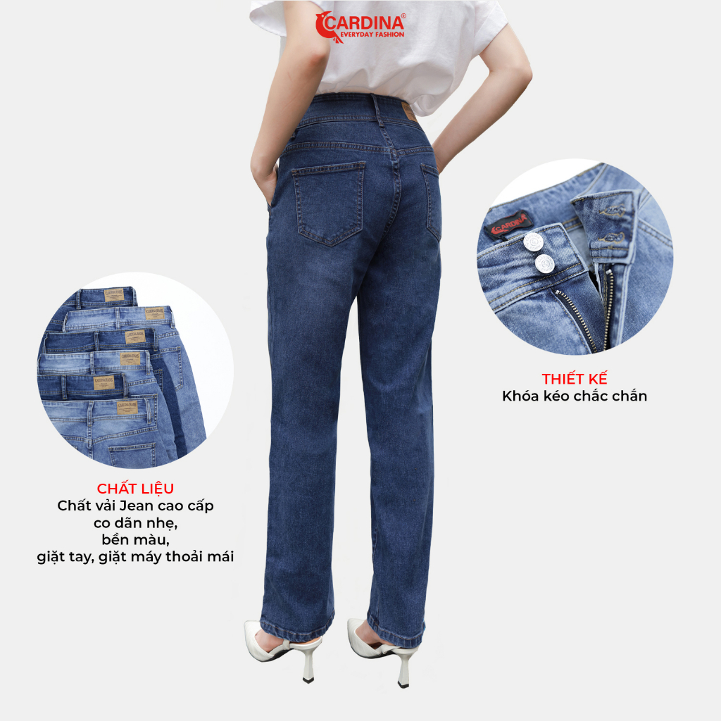 Quần Jeans Nữ 𝐂𝐀𝐑𝐃𝐈𝐍𝐀 Cao Cấp Dáng Ống Đứng Có Khuy Khỏe Khoắn Trẻ Trung 3QF10