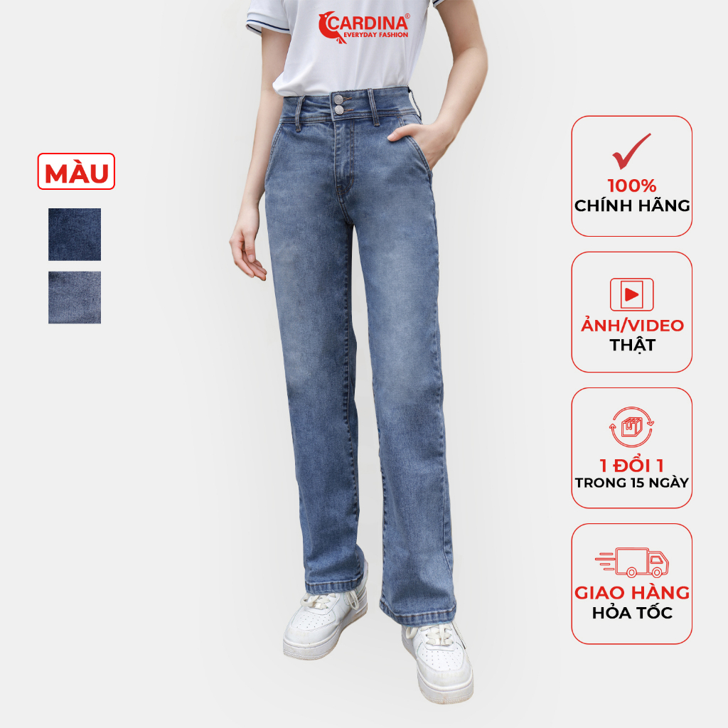 Quần Jeans Nữ 𝐂𝐀𝐑𝐃𝐈𝐍𝐀 Cao Cấp Dáng Ống Đứng Có Khuy Khỏe Khoắn Trẻ Trung 3QF10