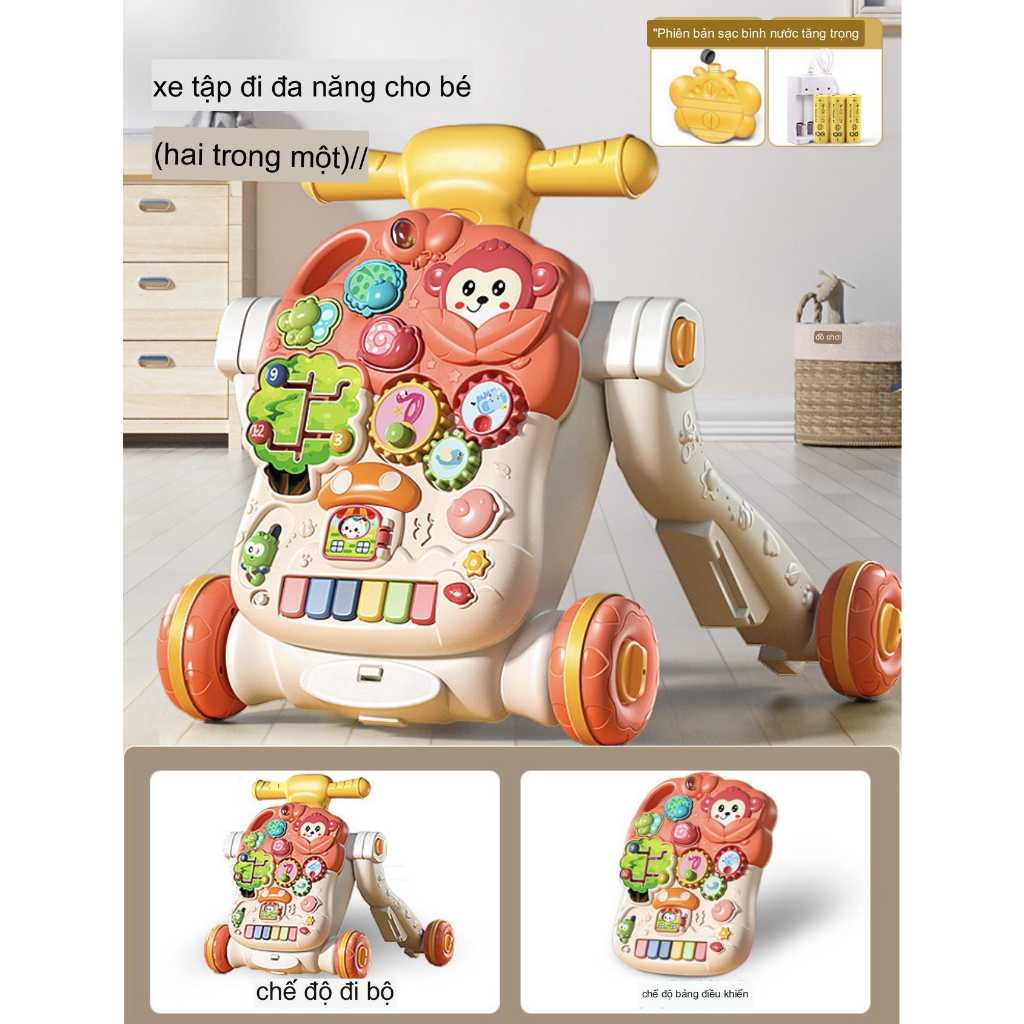 Xe tập đi, xe chòi chân, bàn nhạc đa năng 5 in1 cao cấp ( xe chòi chân,bàn nhạc,xe đẩy ,tập đi.