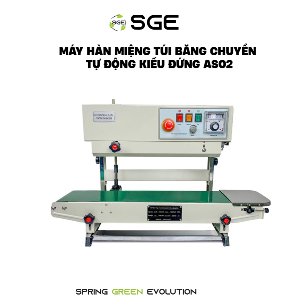 Máy Hàn Miệng Túi Liên Tục Công Nghiệp SGE AS02 Hàn Liên Tục Tốc Độ Cao Có In Ngày Tháng Tự Động