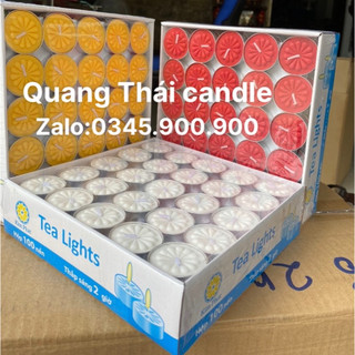 Bán Sỉ - Hộp 100v cháy 2h nến cúng sao giải hạn - Nến xông tin dầu spa - thả hoa đăng - ko mùi ko khói - Trắng Vàng Đỏ
