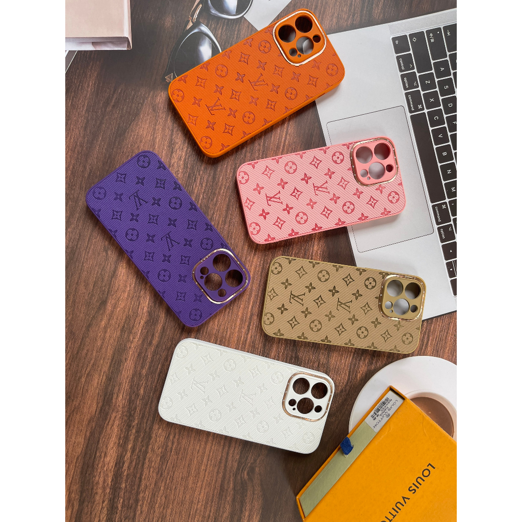 Ốp iphone L.o.uis V.u.itton 5 màu, viền cam thép nổi bật + hộp làm quà tặng
