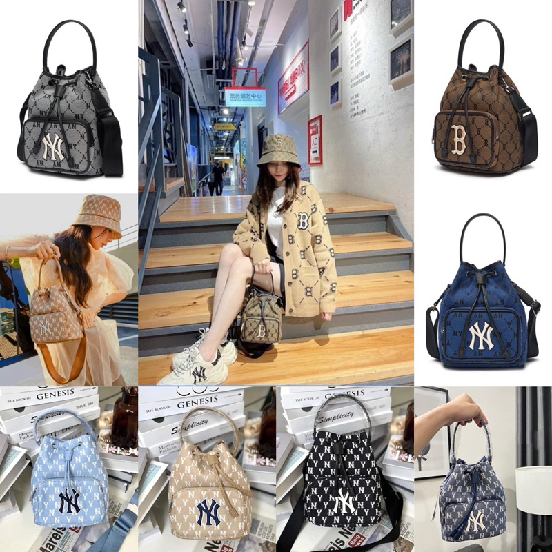 Túi rút M.L.B Jacquard Bucket Denim New York Yankees hàng xuất xịn chuẩn đét nét ko khác bản auth