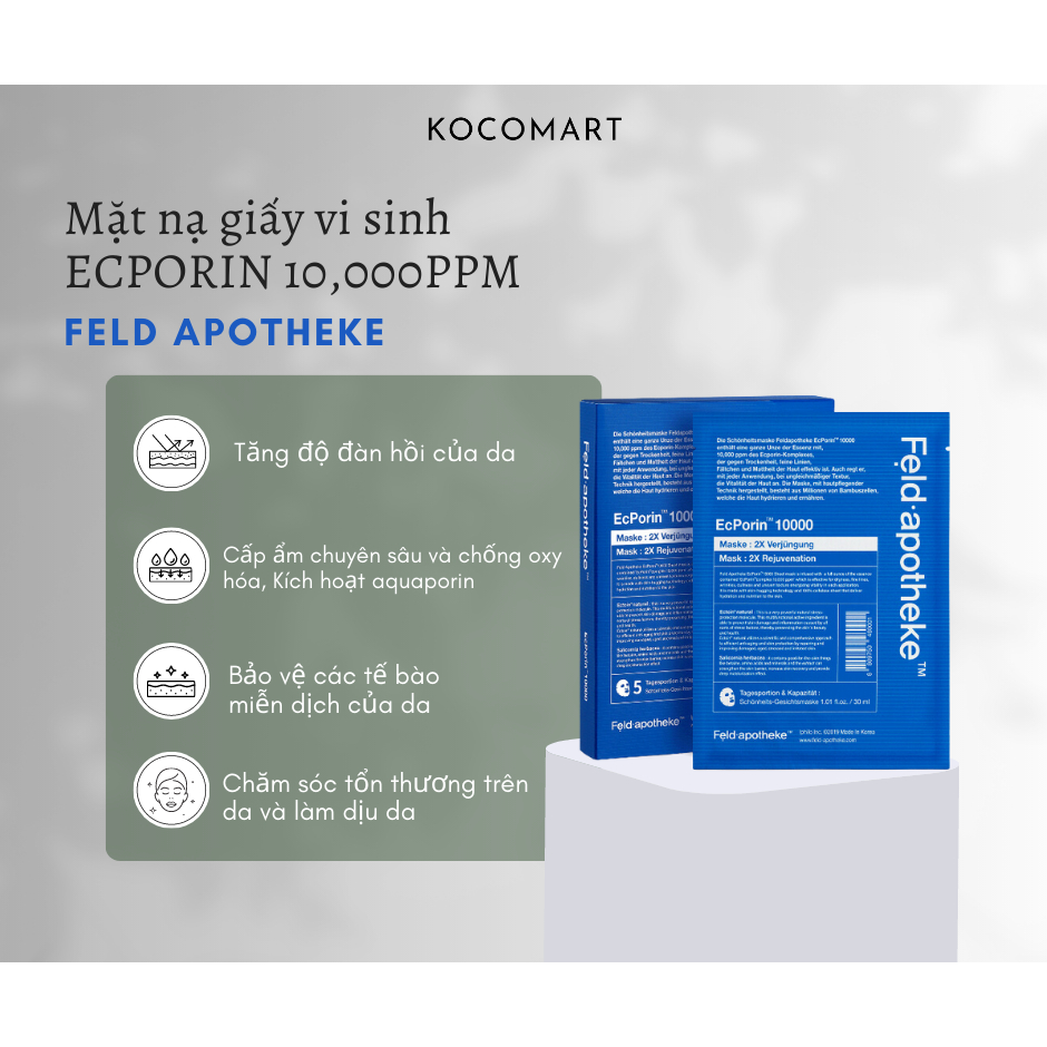 MẶT NẠ GIẤY FELD APOTHEKE PHỤC HỒI DA TỨC THÌ ECPORINTM 10000 SHEET MASK giúp duy trì và bổ sung độ ẩm