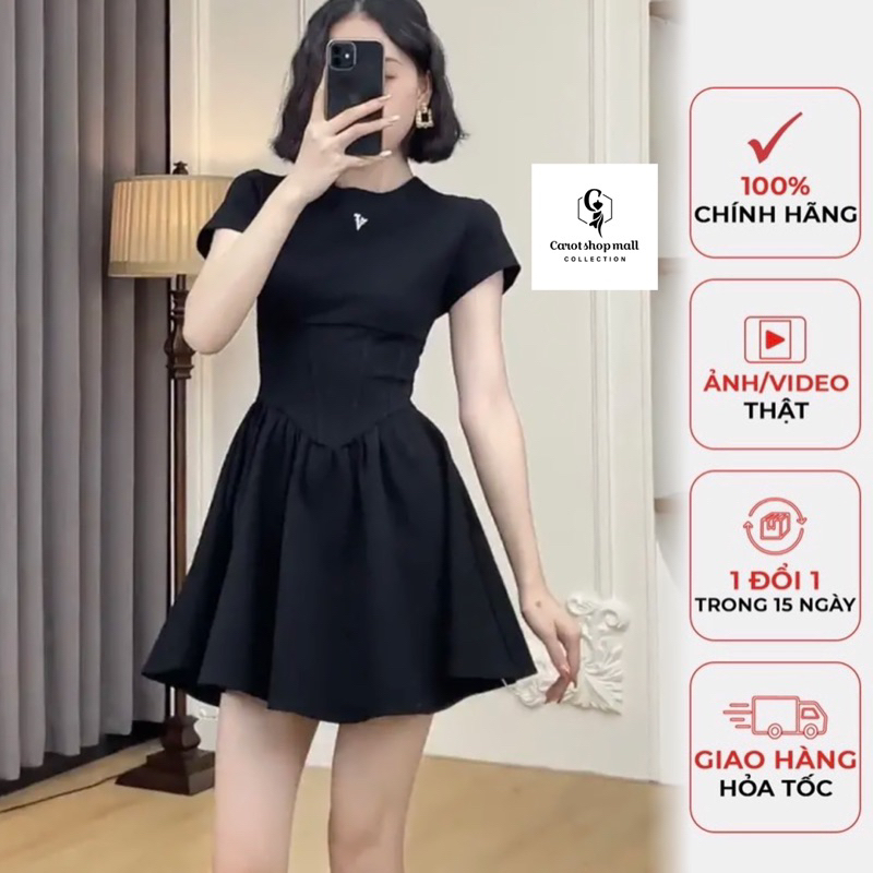 Đầm thiêt kế xoè tay ngắn - CarotShop