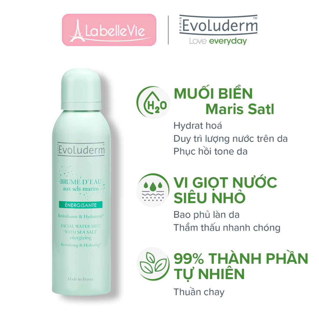 Xịt khoáng Evoluderm Sea Salt chiết xuất từ muối biển sâu dưỡng ẩm, bổ sung khoáng chất trẻ hóa da 150ml - 16273