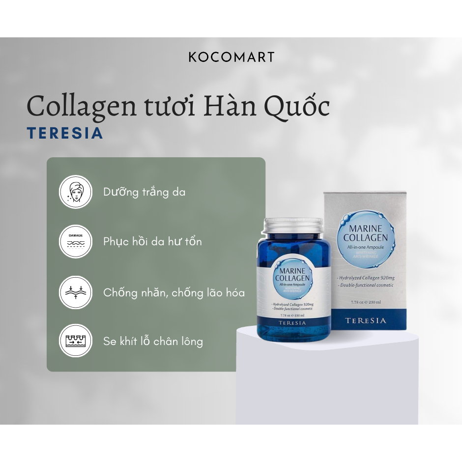 Tinh Chất Collagen Tươi Hàn Quốc Marine Teresia - Serum Trắng Da Căng Bóng Trẻ Hóa Da, Chống Lão Hóa