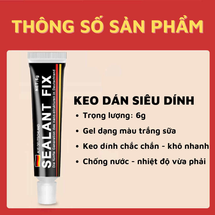 Keo dán siêu dính chặt Sealant Fix 6G, keo dán đa năng dán được mọi bề mặt - Huy Tưởng Trading