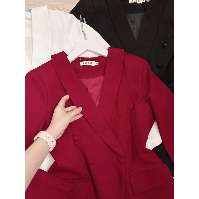 Áo vest cúc bọc 2 lớp chiết eo 3 màu