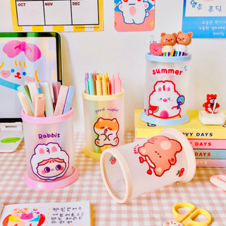 Lọ cắm bút nhựa, hộp cắm bút họa tiết dễ thương tiện lợi