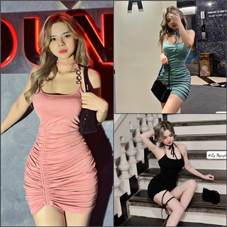 ĐẦM BODY CỔ YẾM HỞ LƯNG PHỐI XÍCH SEXY DÂY RÚT HÔNG