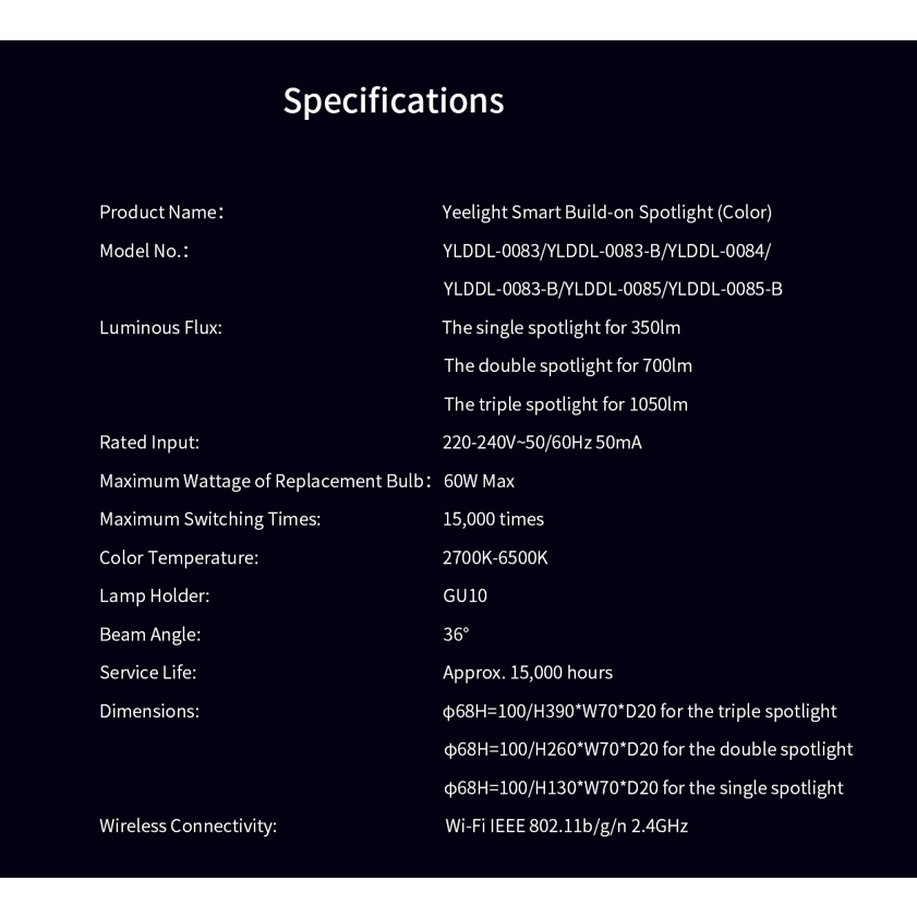 Đèn Spotlight gắn trần Yeelight Nebula RGB C2201 (bộ 2 bóng), 16 triệu màu, chỉnh góc linh hoạt, điều khiển qua APP