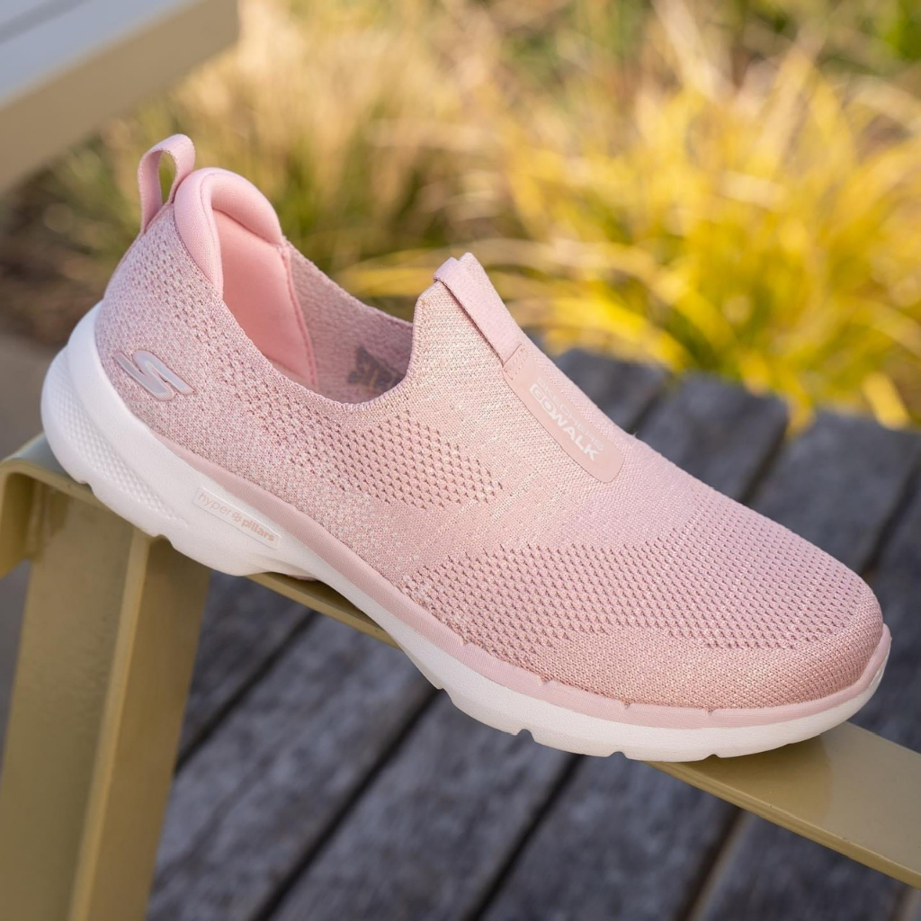 giày thể thao skechers gowalk 6 hyper pillars màu hồng chính hãng cho nữ 124502