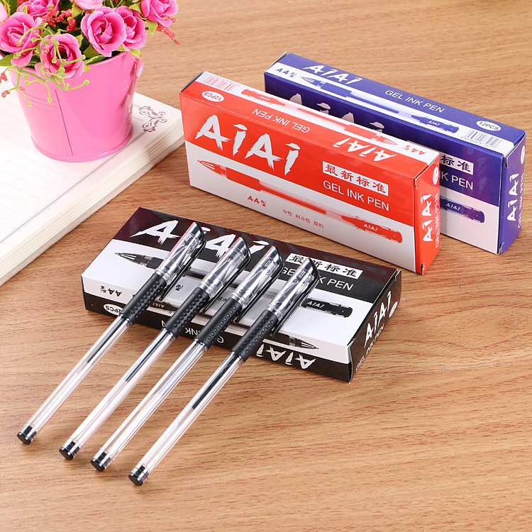 Bút gel ngòi 0.5mm văn phòng phẩm mực đều nét màu xanh đen đỏ