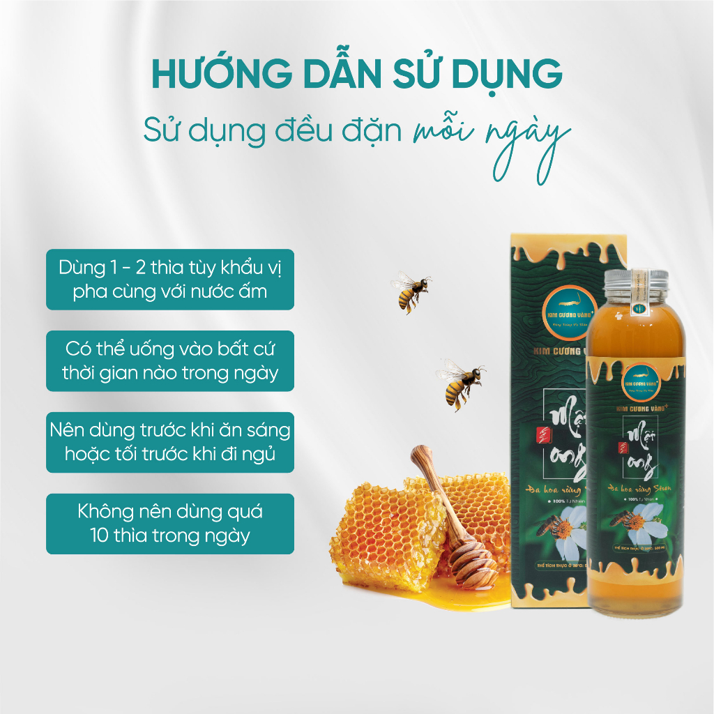 Mật Ong Hoa Rừng Nguyên Chất Tự Nhiên Kim Cương Vàng 500ml