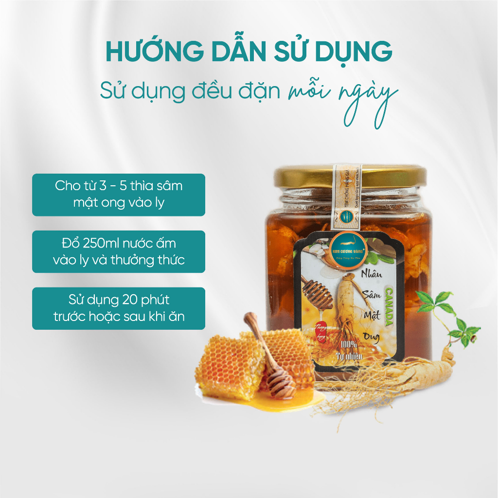 Mật Ong Nhân Sâm Nguyên Chất Sáng Da Giảm Cân  Kim Cương Vàng 280ml