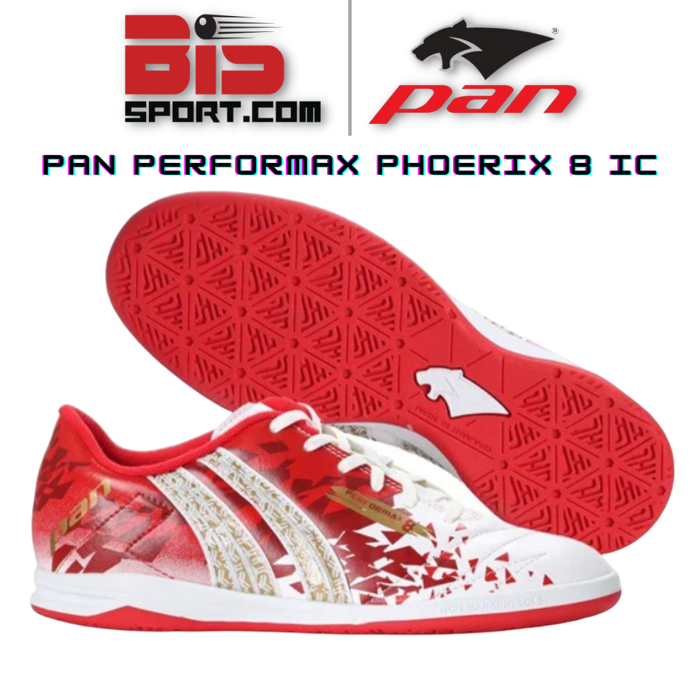 Giày Bóng Đá Futsal Pan Performax Phoerix 8 IC Trắng Đỏ - Hàng Chính Hãng Thái Lan 100%