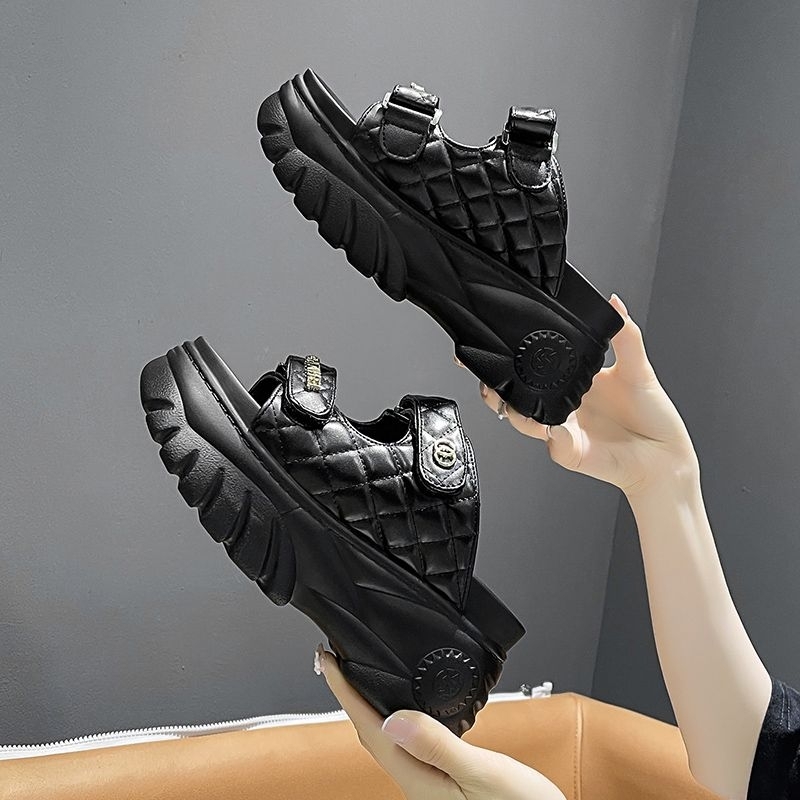 Dép nữ trắng đen đế siêu nhẹ đế 8cm