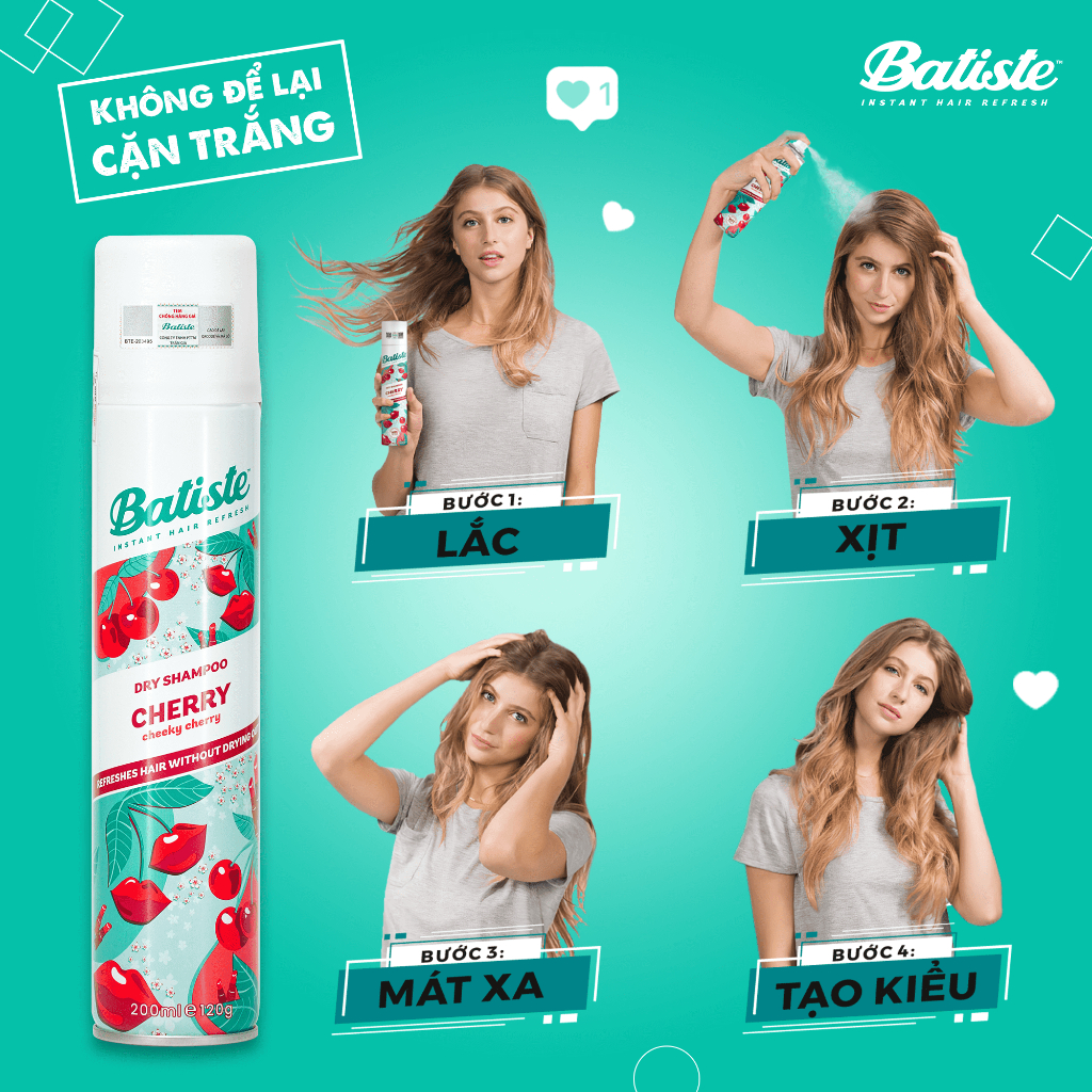 [COMBO DU LỊCH] Combo Dầu Gội Khô Batiste Cherry 200ml & Dung Dịch Vệ Sinh Femfresh Daily Intimate Wash 250ml