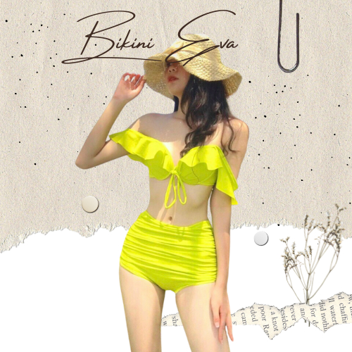 Bikini, bộ bơi áo gọng cánh tiên, quần cạp cao nhún nhiều màu che khuyết điểm EVA GCTQN