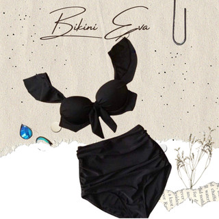 Bikini bộ bơi gọng cánh tiên nơ buộc quần cạp cao EVA GCTN
